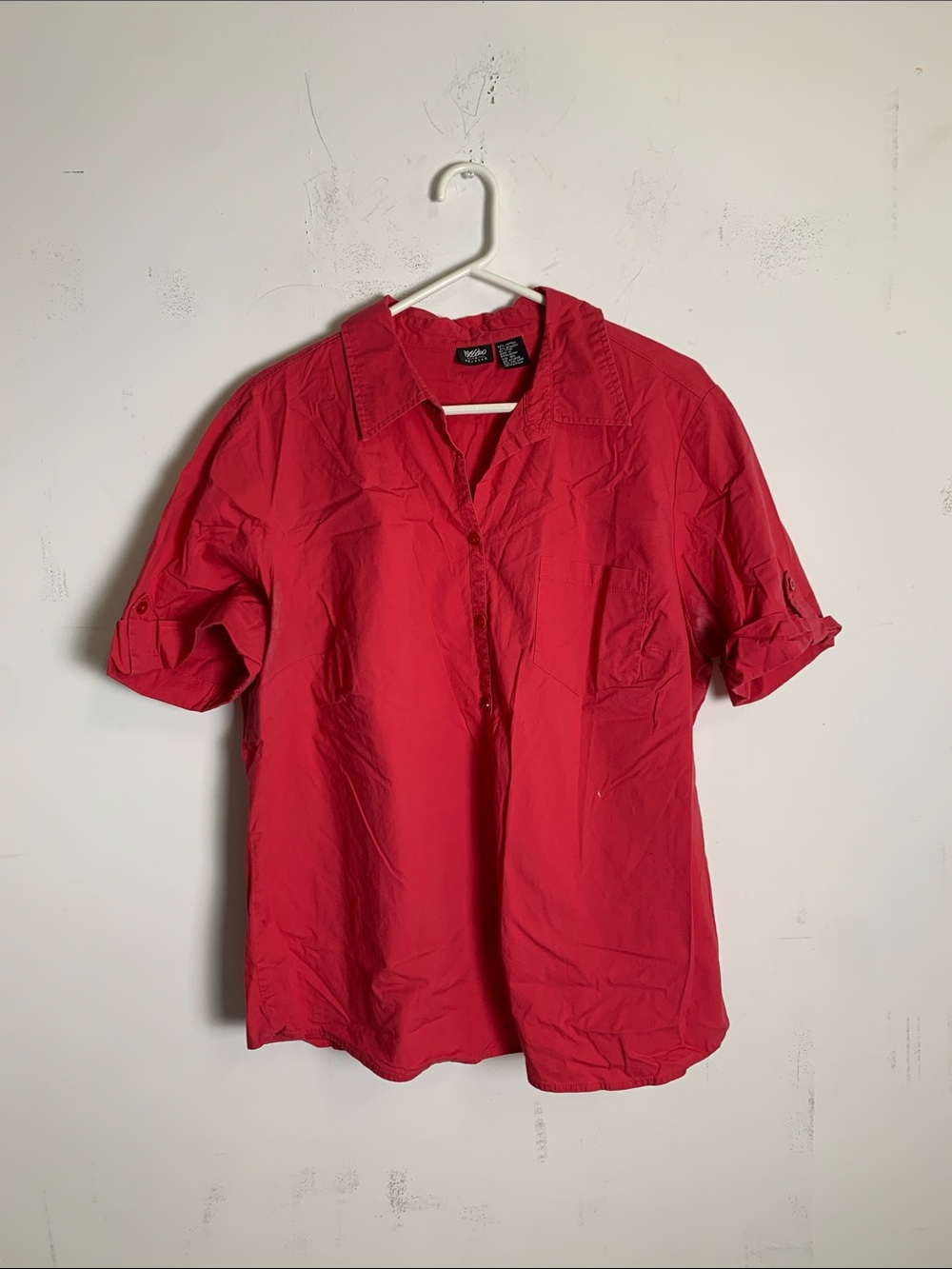Mossino Ladies Red Short-Sleeve Button-Down Shirt